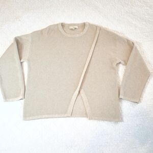 Pinch Beige Cream Soft Cozy Modern Scandi Ribbed Sweater Diagonal Wedge Sz L